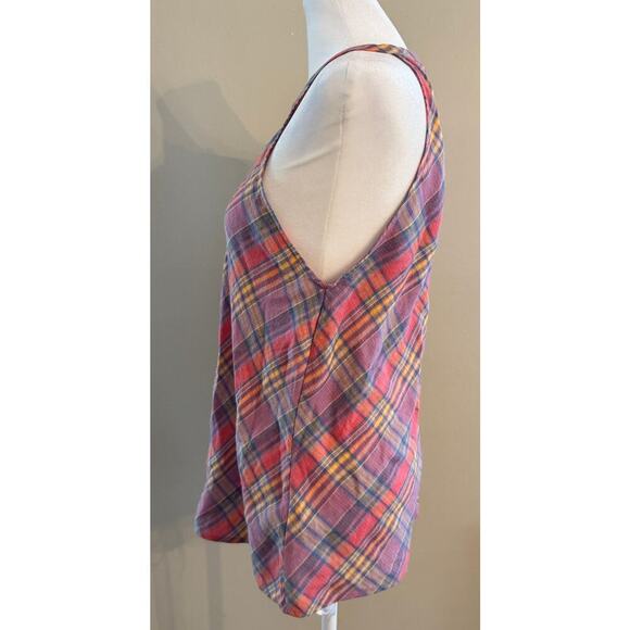 J. CREW Amber 100% Linen Madras Plaid Tank Top Beach Preppy Size M - Picture 3 of 6